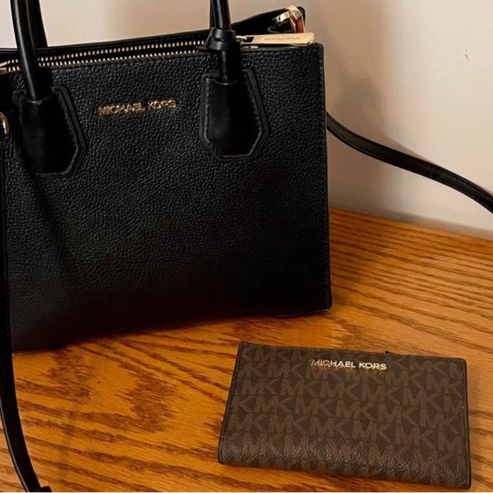 Michael Kors Black Purse  with Brown Wallet